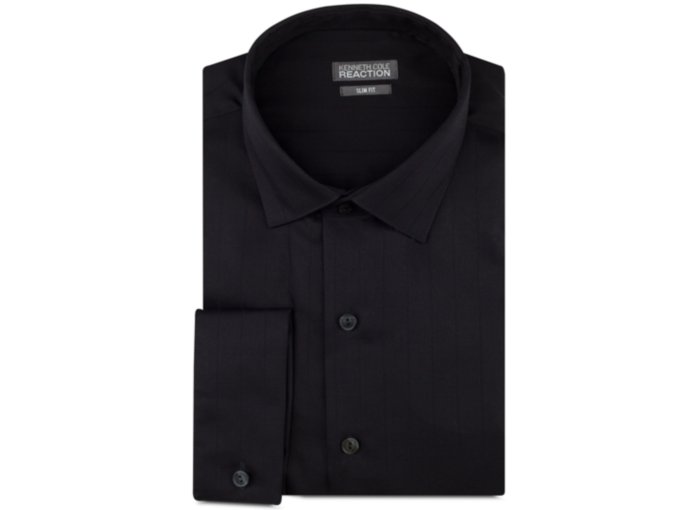 Kenneth Cole Slin-Fit Textured Solid French Cuff Shirt